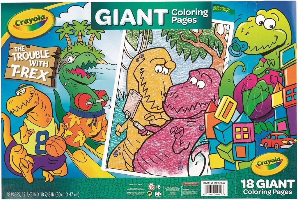 18 page Giant Coloring Pages -T-Rex Troubles