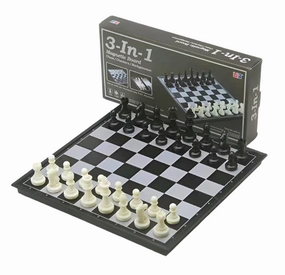3-In-1 Magnetic & Folding  Chess/Checkers/Backgammon
