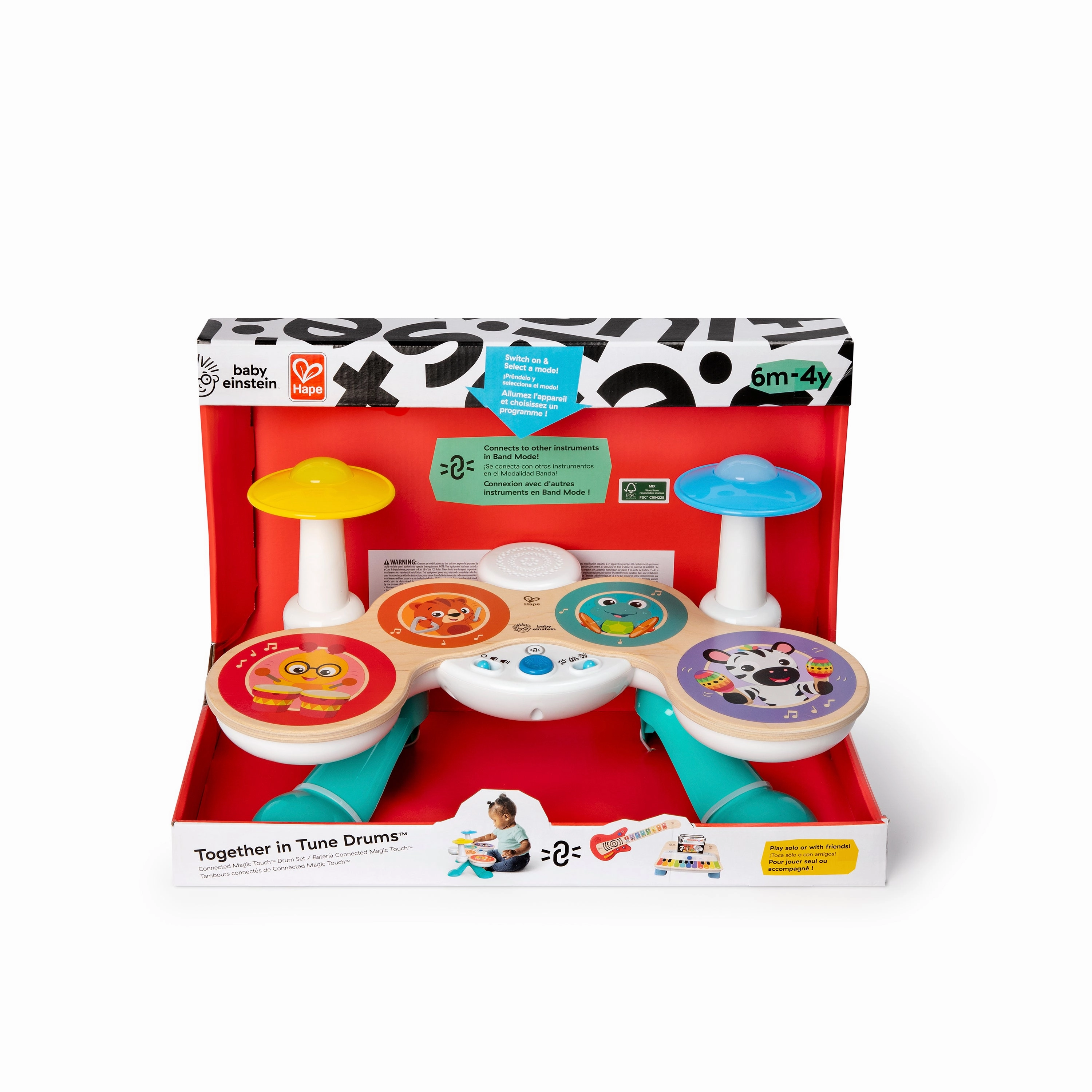 Baby Einstein Together in Tune Magic Touch Drums Wireless Wooden Toddler Toy