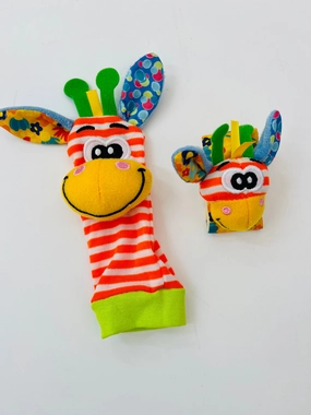 Baby sock and wrist rattle