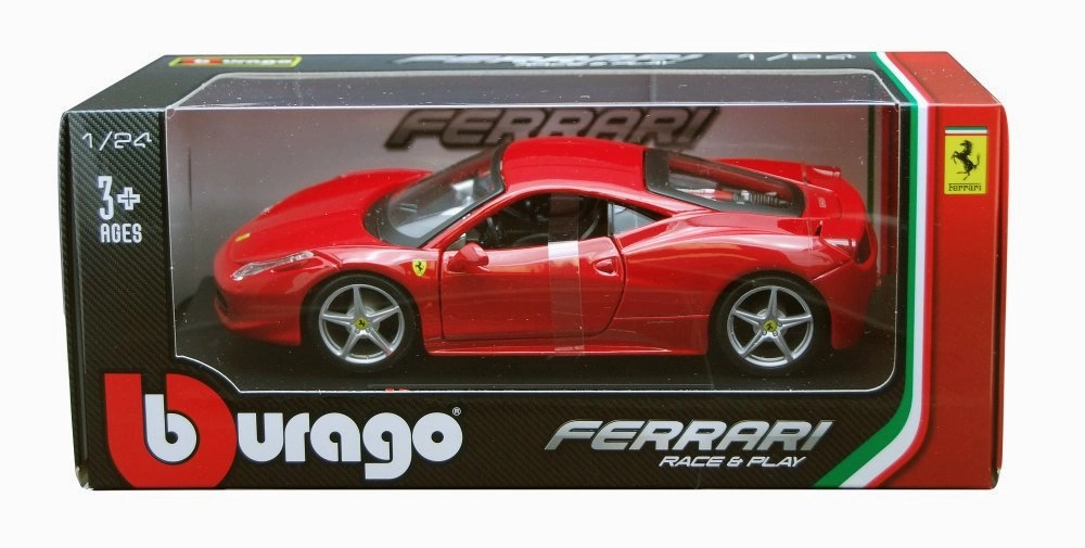 Bburago Ferrari 458 Italia, Red 26003 1:24 Scale Diecast Model Toy Car - Red