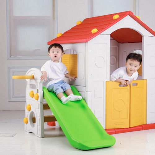 Big Playhouse W/ Slide & Basketball Ring