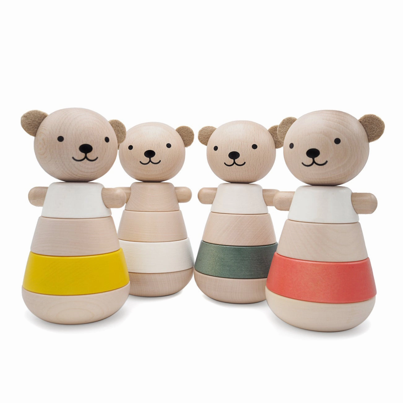 Briki Vroom Vroom Wooden Stacking Bear / Corail