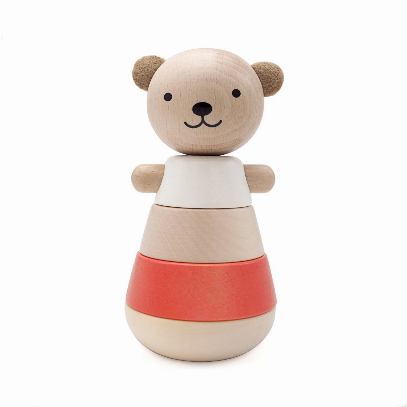 Briki Vroom Vroom Wooden Stacking Bear / Corail