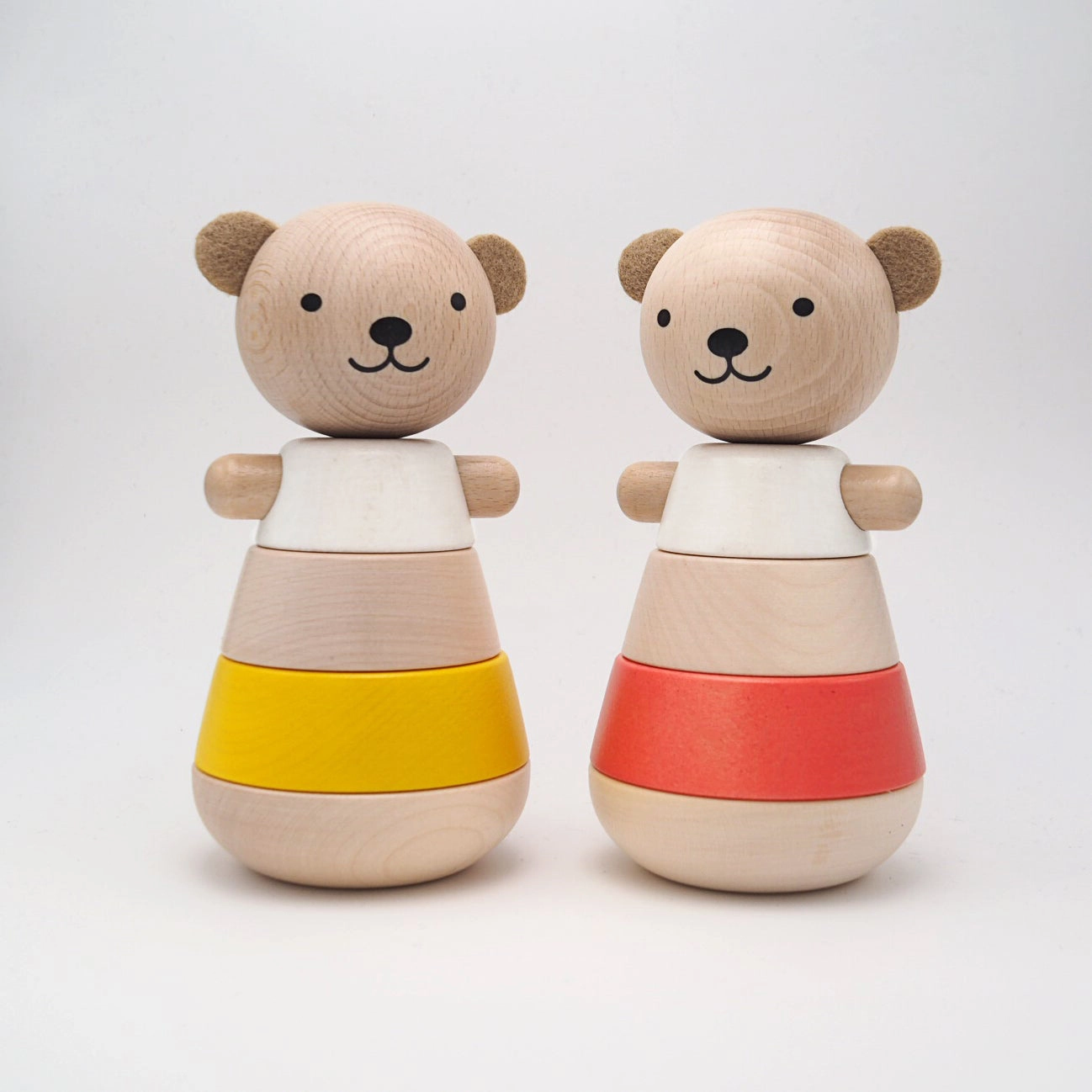 Briki Vroom Vroom Wooden Stacking Bear / Corail