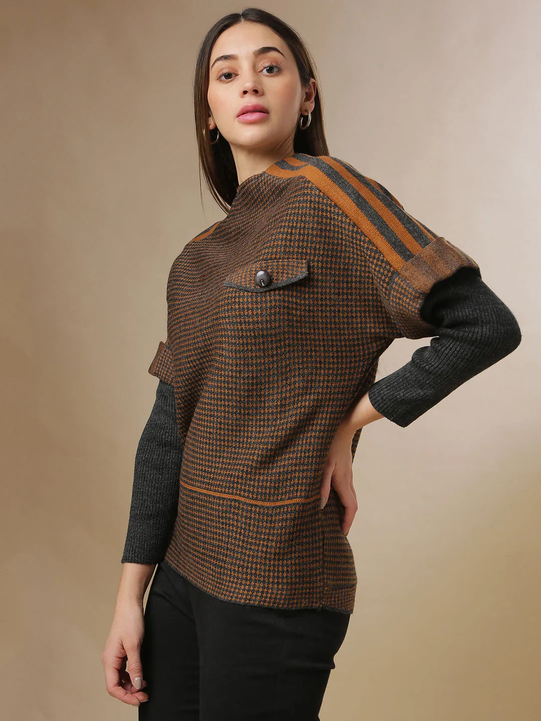 Campus Sutra Women Self Design Stylish Casual Sweaters ecco Shoes