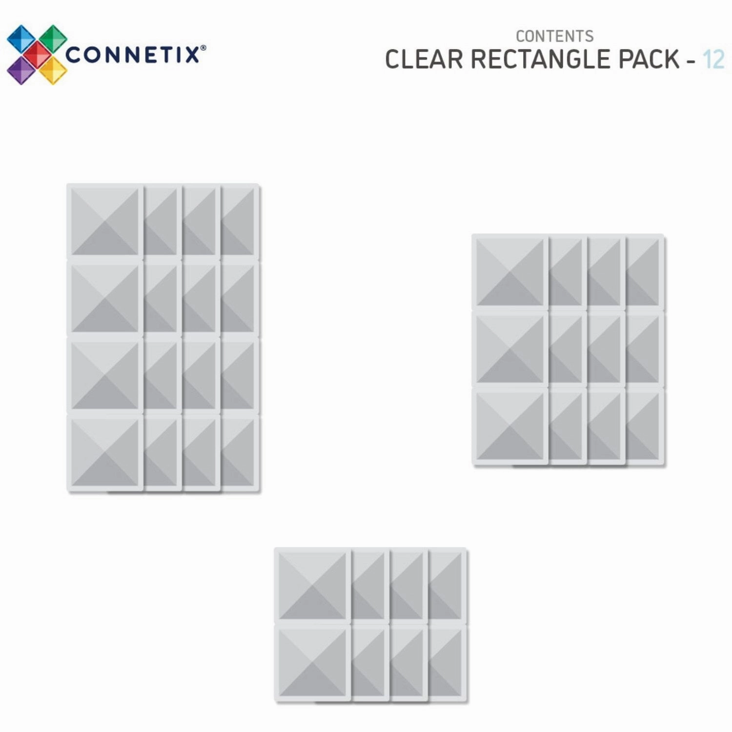 Connetix Clear Rectangle Pack 12 Pieces