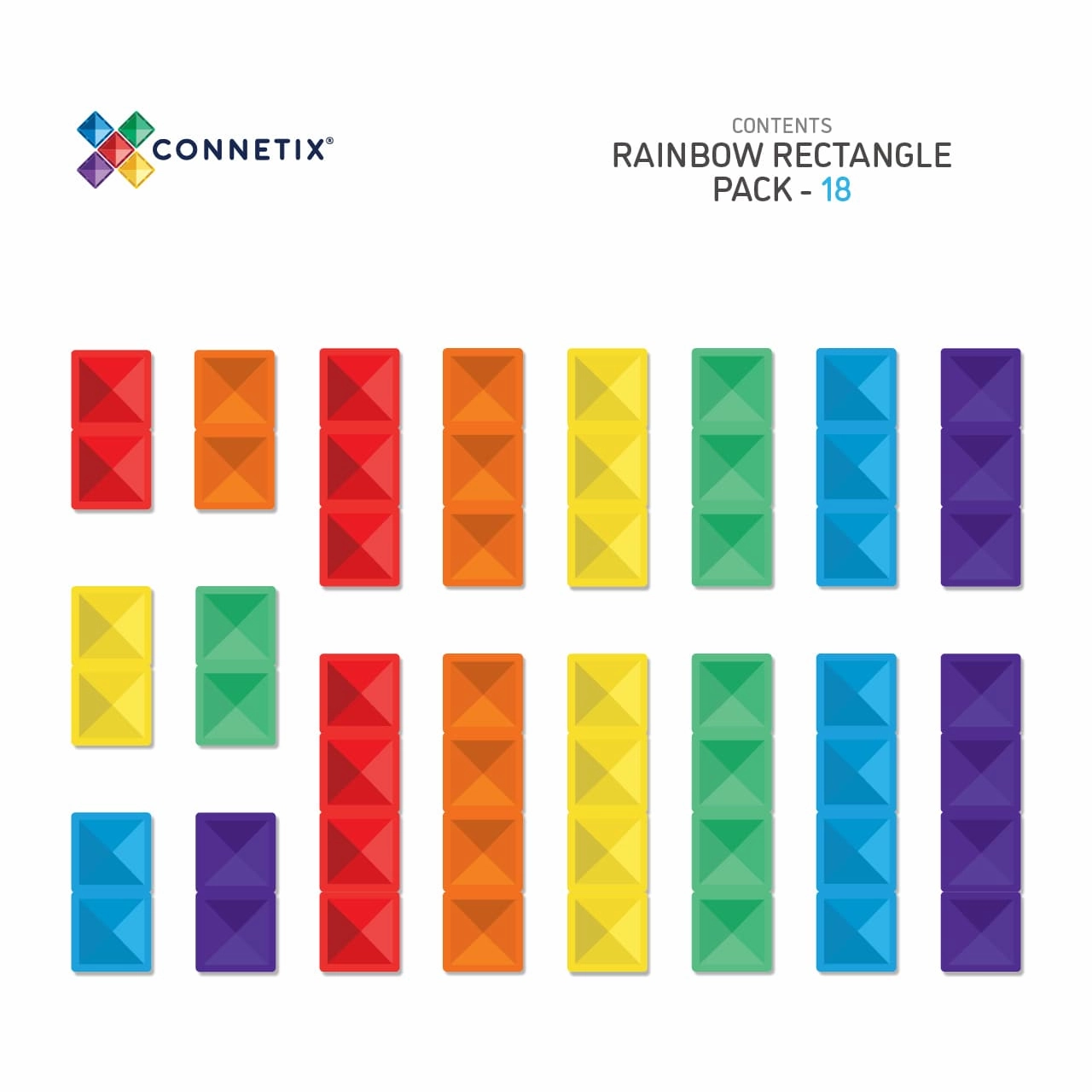 Connetix Rainbow Rectangle Pack (18 pc)