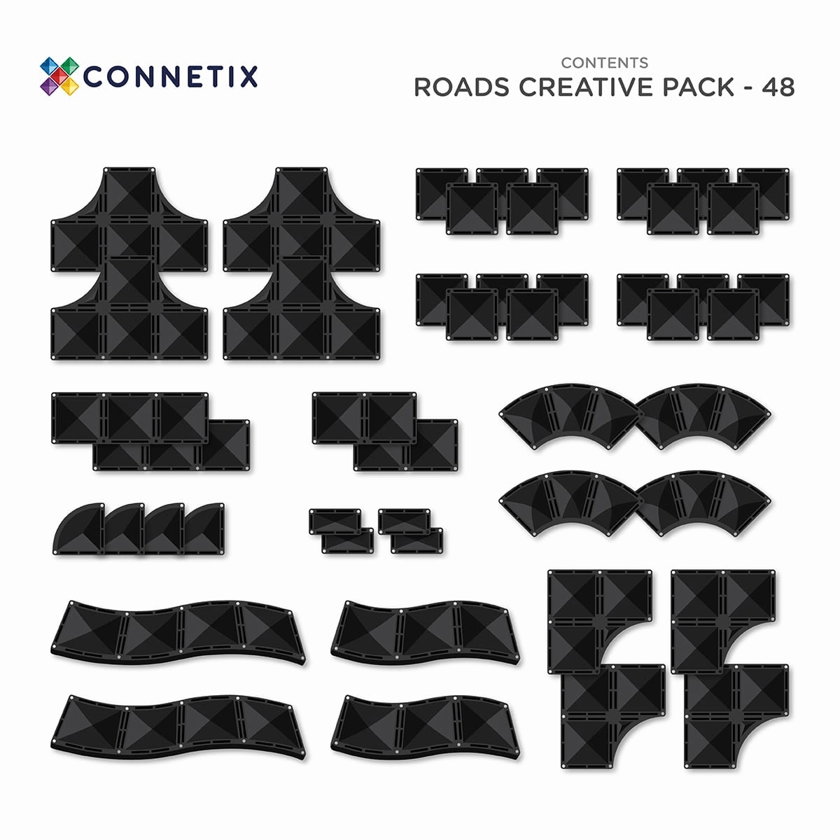 Connetix Tiles Creative Roads Pack 48 Piece