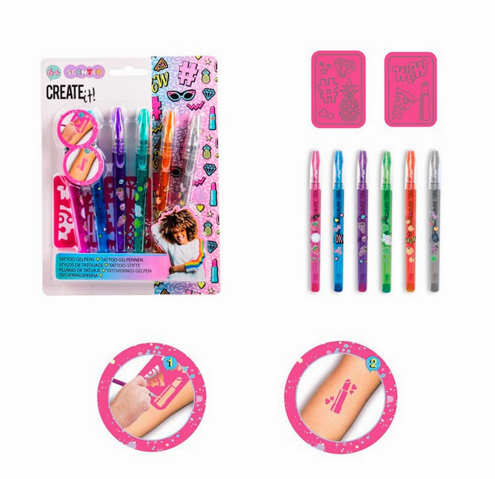 CREATE IT TATTOO PERFUME PEN 6X   2 STENCILS DISP