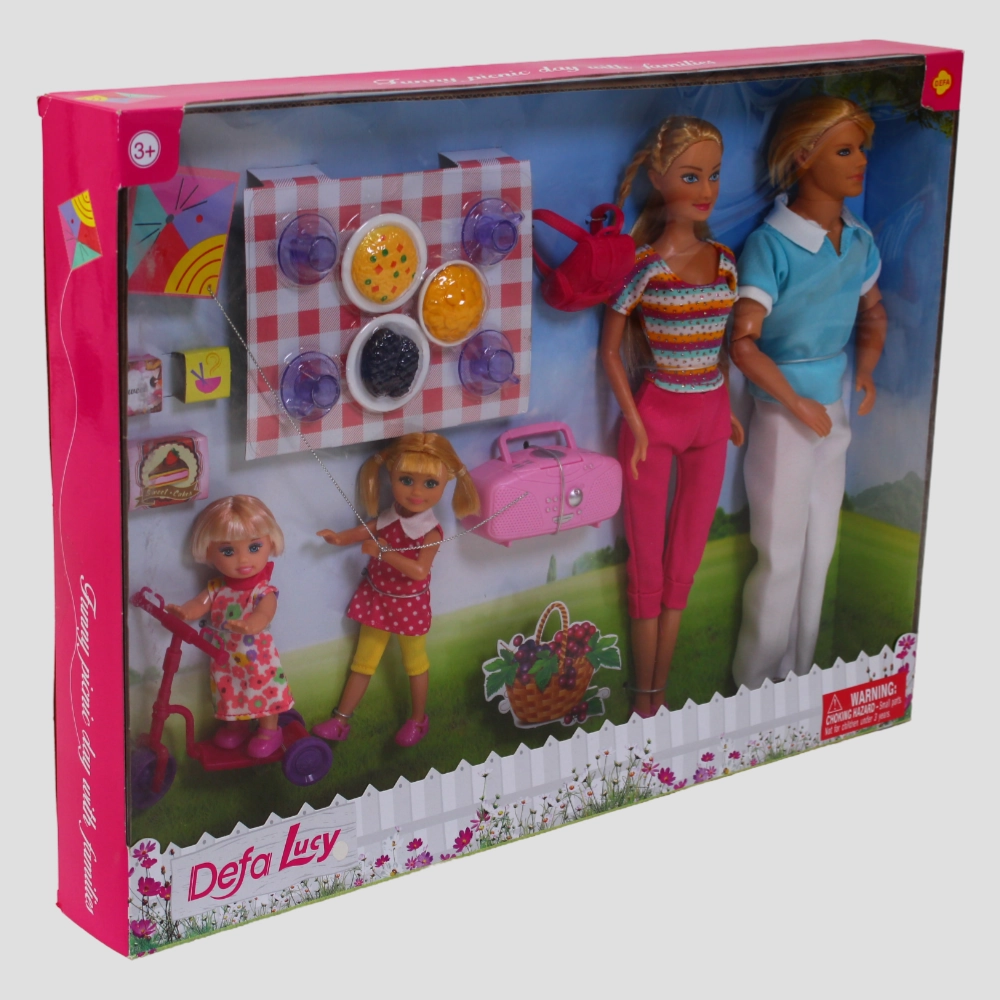 Defa Lucy Play Set "Happy Family"  4 Dolls with Picnic Accessories