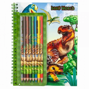 Depesche Dino World Colouring Book with Coloured Pencils