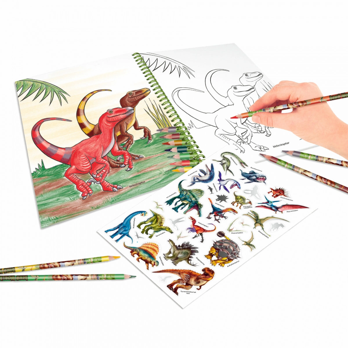 Depesche Dino World Colouring Book with Coloured Pencils