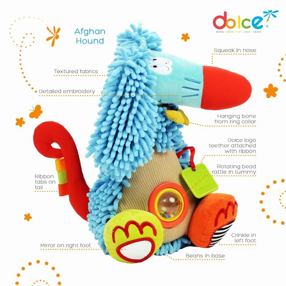 Dolce 95110 Afghan Hound Baby Activity Soft Toy