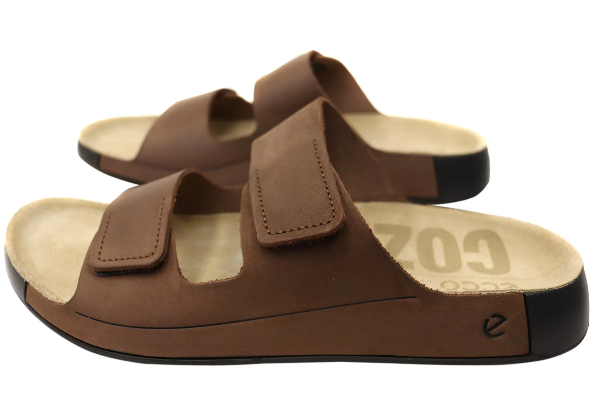 ECCO Mens Comfortable Leather 2nd Cozmo Slides Sandals ecco Shoes
