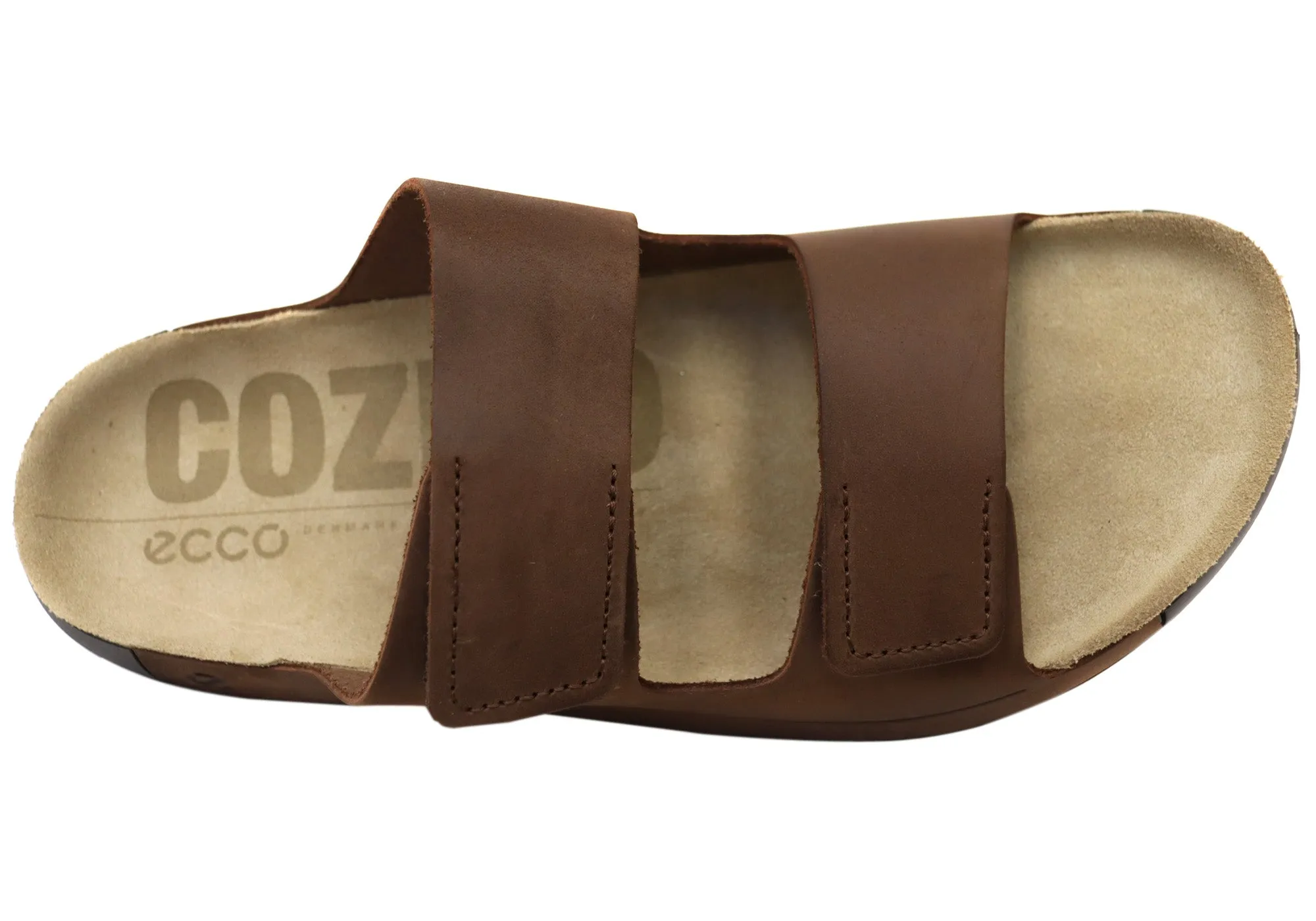 ECCO Mens Comfortable Leather 2nd Cozmo Slides Sandals ecco Shoes