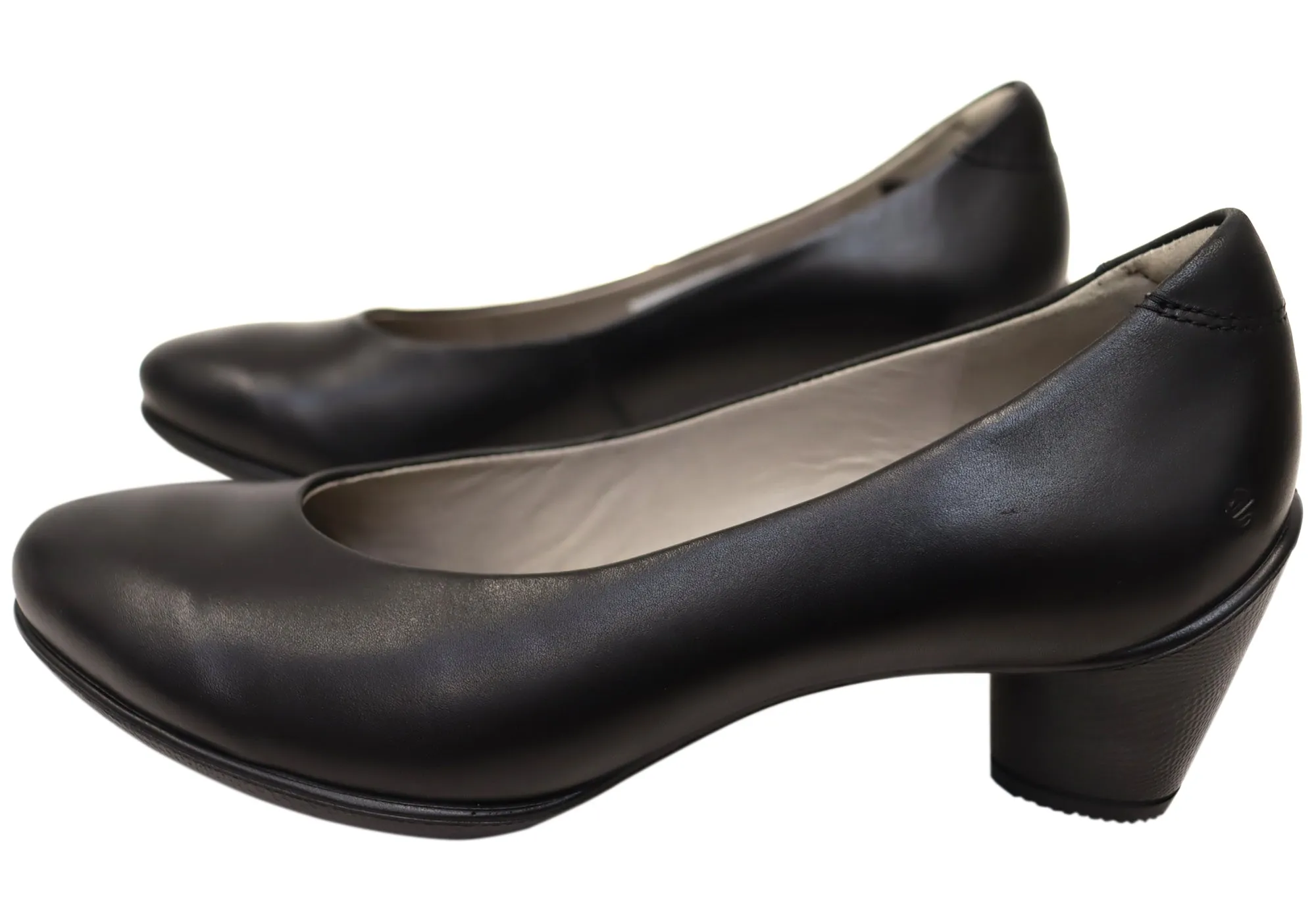ECCO Sculptured 45 Womens Leather Block Heeled Pump Heels ecco Shoes