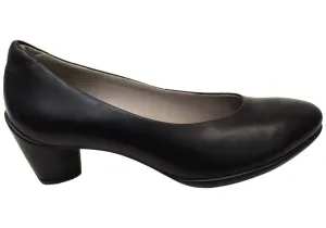 ECCO Sculptured 45 Womens Leather Block Heeled Pump Heels ecco Shoes