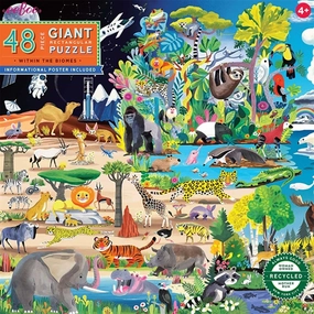 Eeboo Jumbo Puslespil 48 Brikker - Animal Landscapes