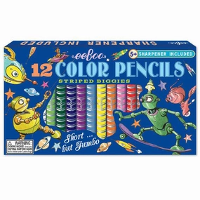 eeBoo Robot 12 Striped Biggie Color Pencils