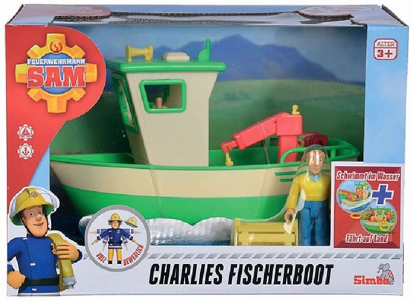 Fireman Sam Charlies Fishing Boat and Figurine