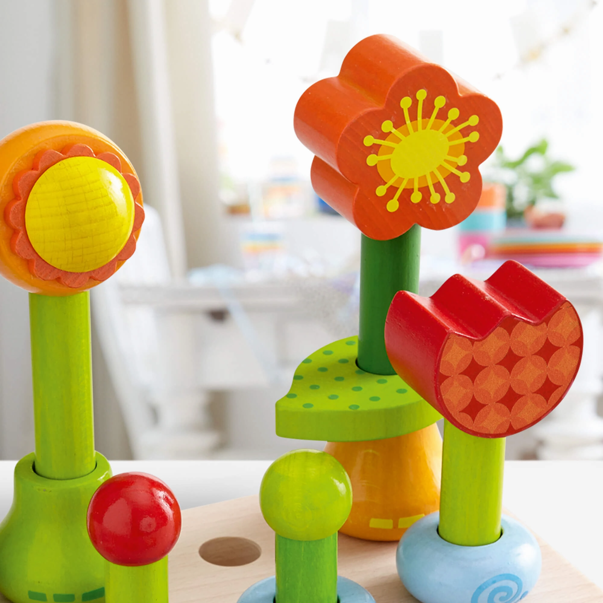 Flower Garden Wooden Sorting and Stacking Game