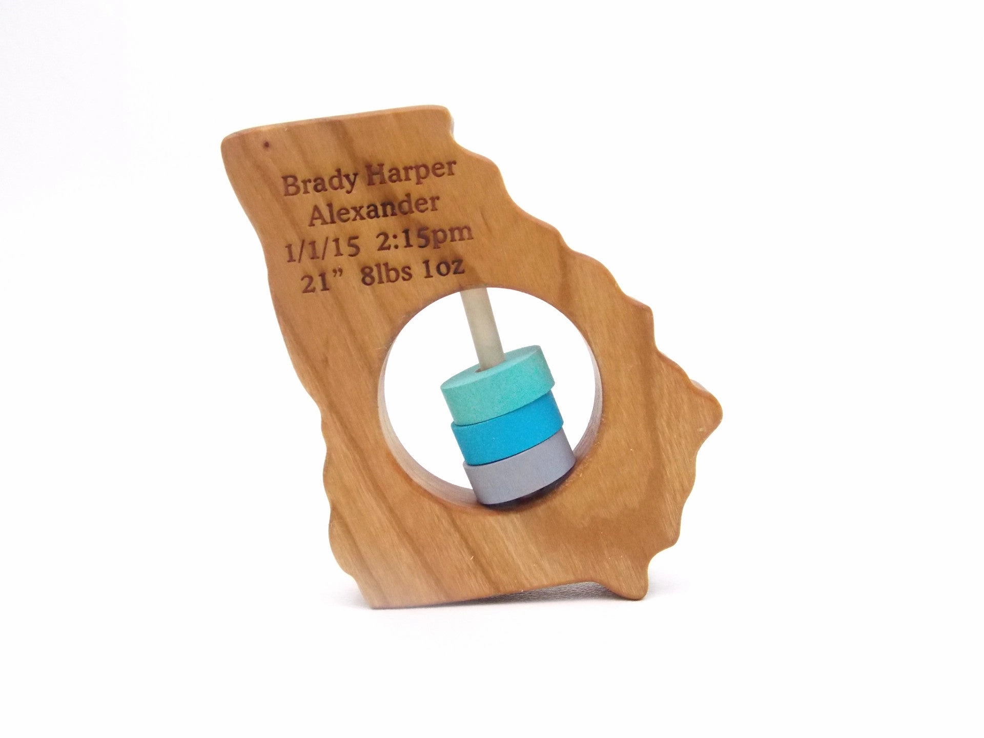 Georgia State Wooden Baby Rattle