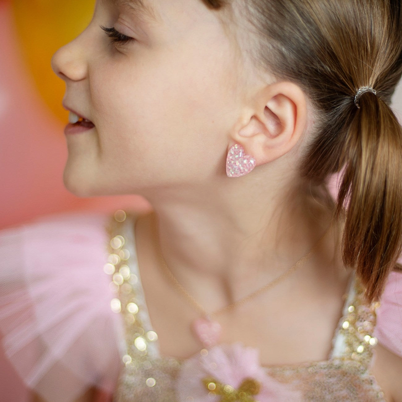 Great Pretenders Boutique Glitter Heart Clip on Earrings