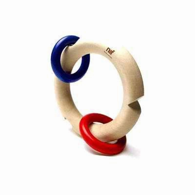 Griffi Blue and Red Wooden Teething Ring