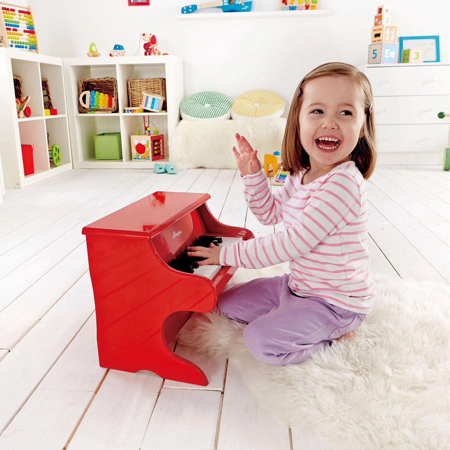 Hape Mini Playful Piano Musical Instrument Red
