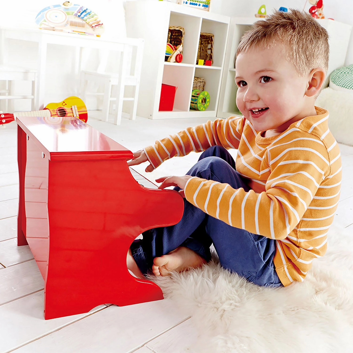 Hape Mini Playful Piano Musical Instrument Red