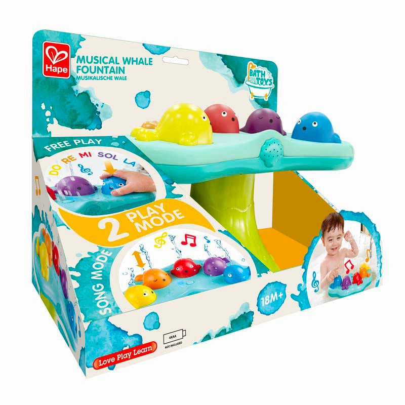 Hape Musical Whale Fountain Bath Toy Blue
