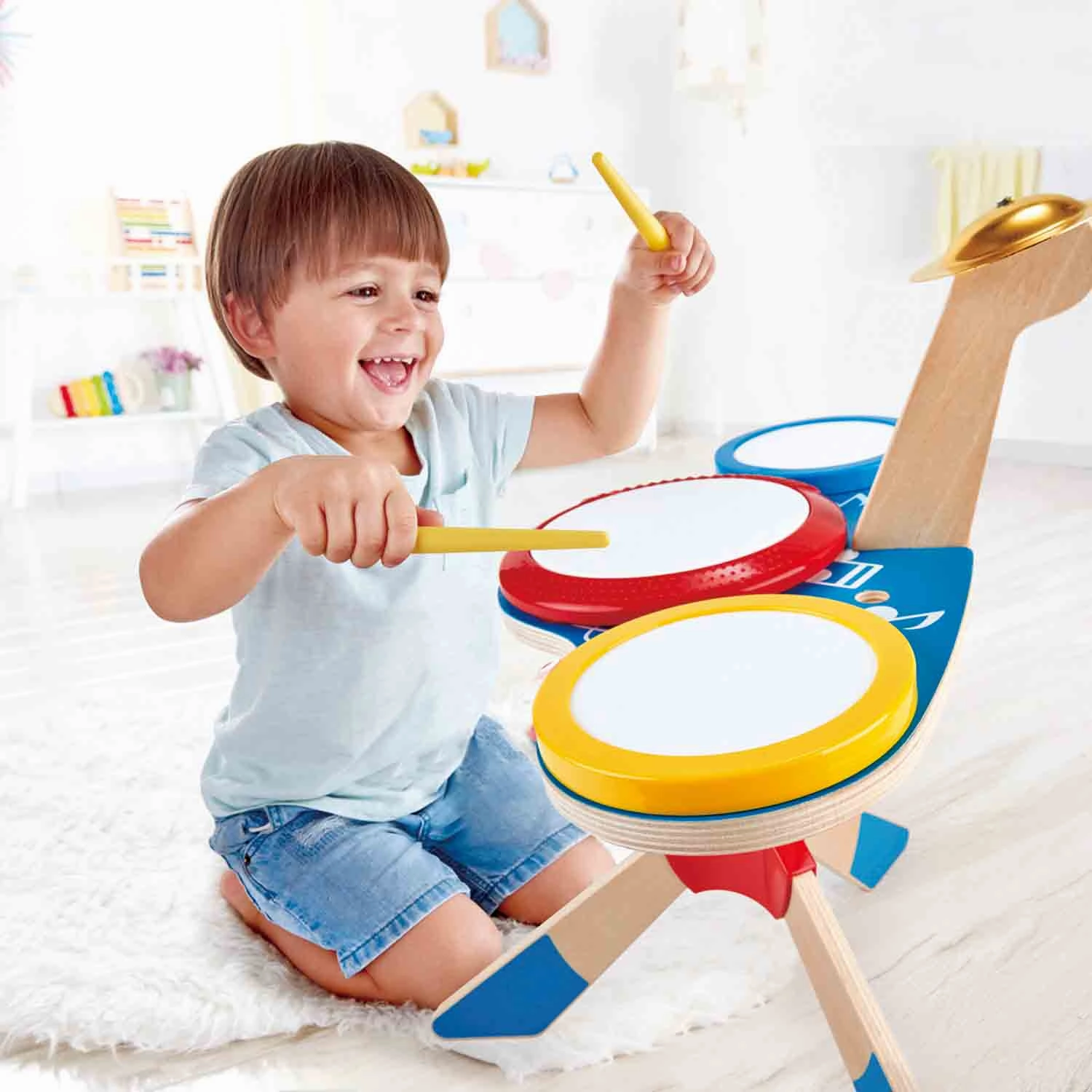 Hape Wooden Drum & Cymbal Musical Set