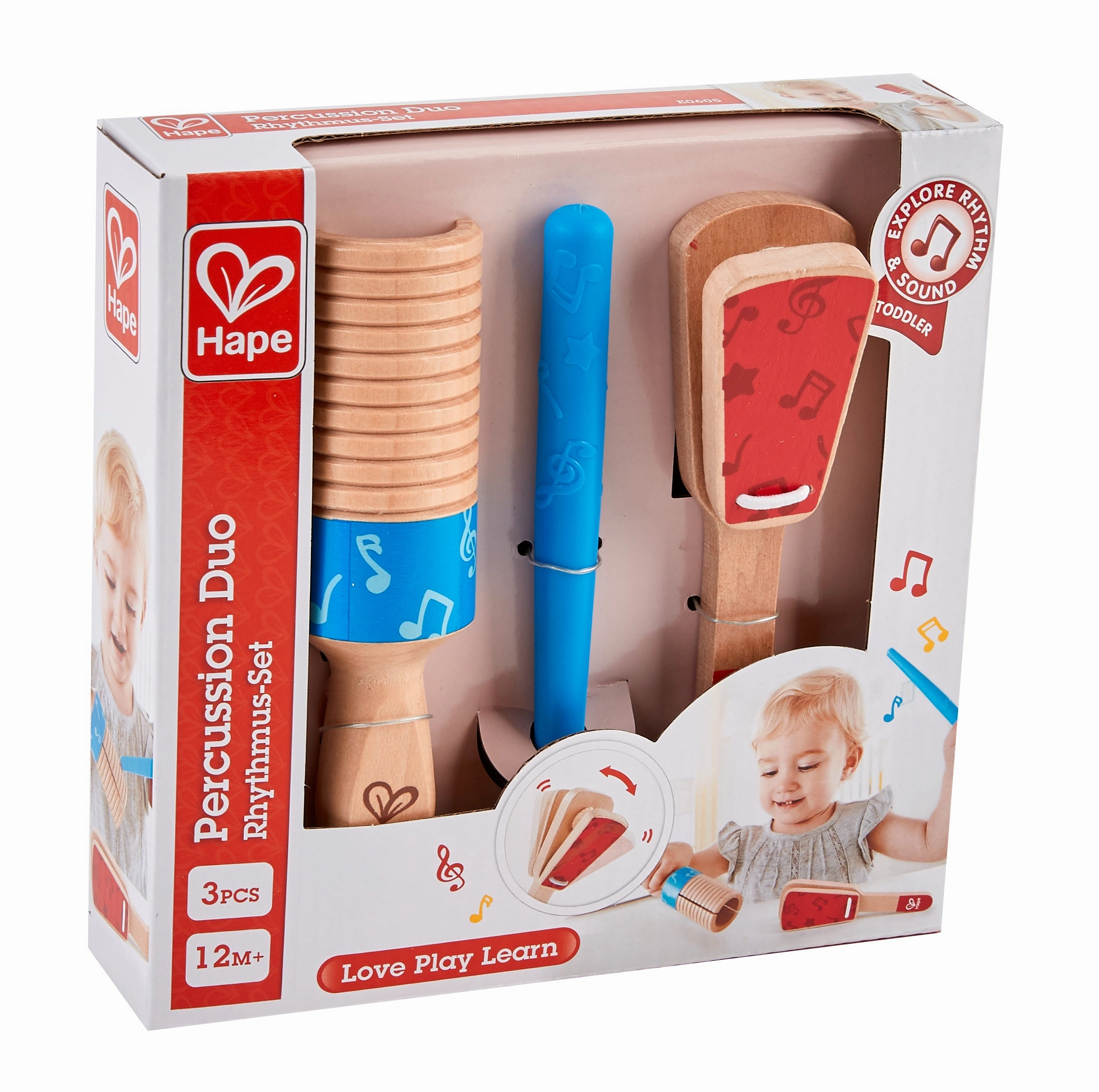 Hape Wooden Percussion Duo Musical Set - 3pcs