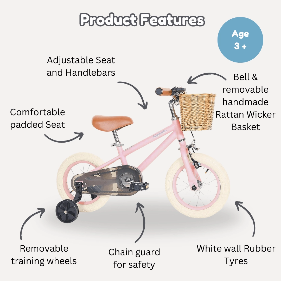 HipKids Classic Steel Bike with Wicker Basket