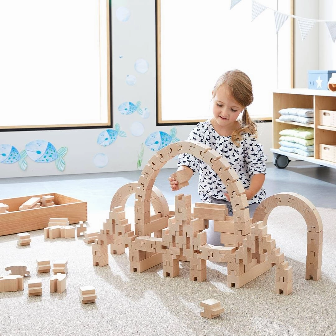 Interlocking Wooden Blocks Construction Set