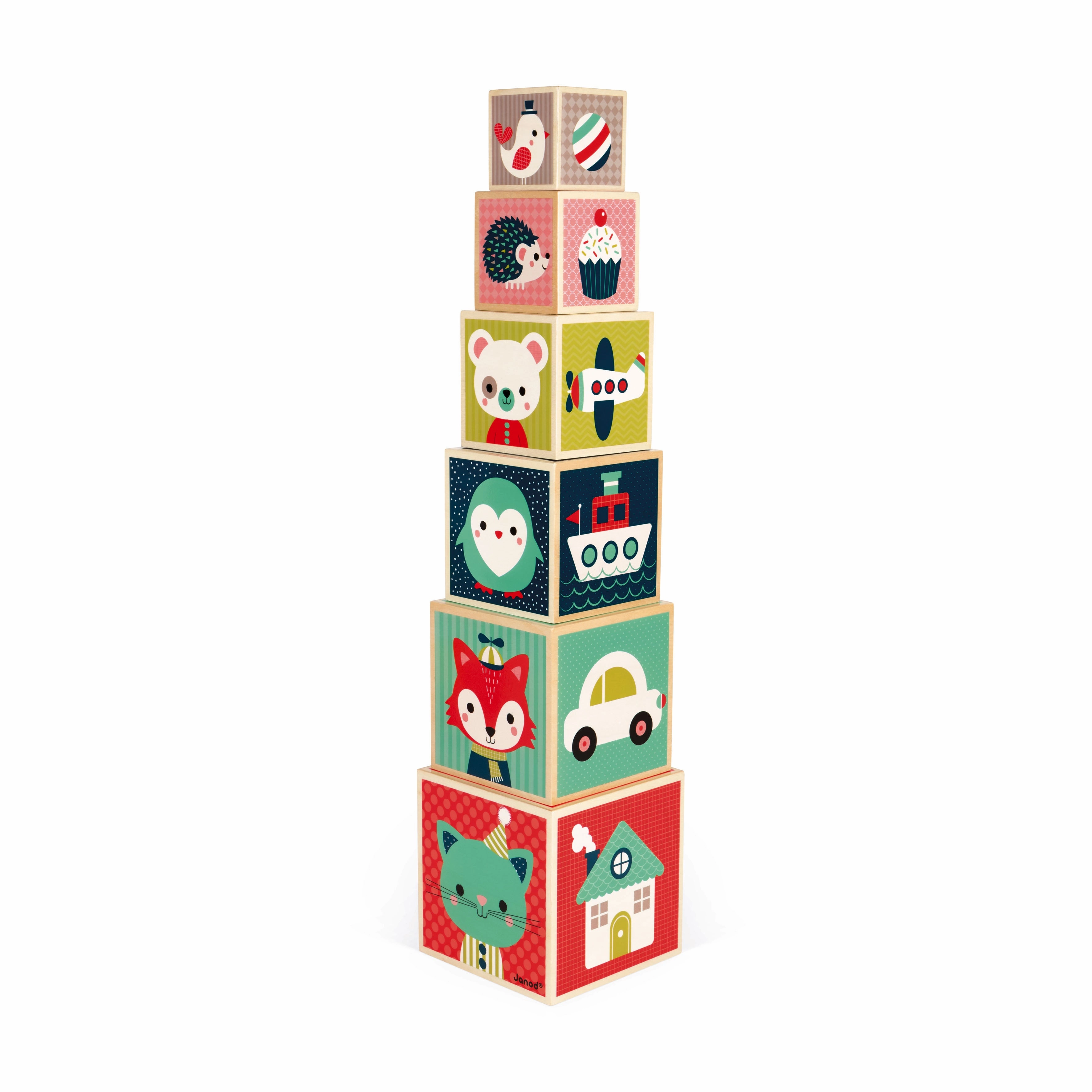 Janod 6 Block Pyramid Baby Forest