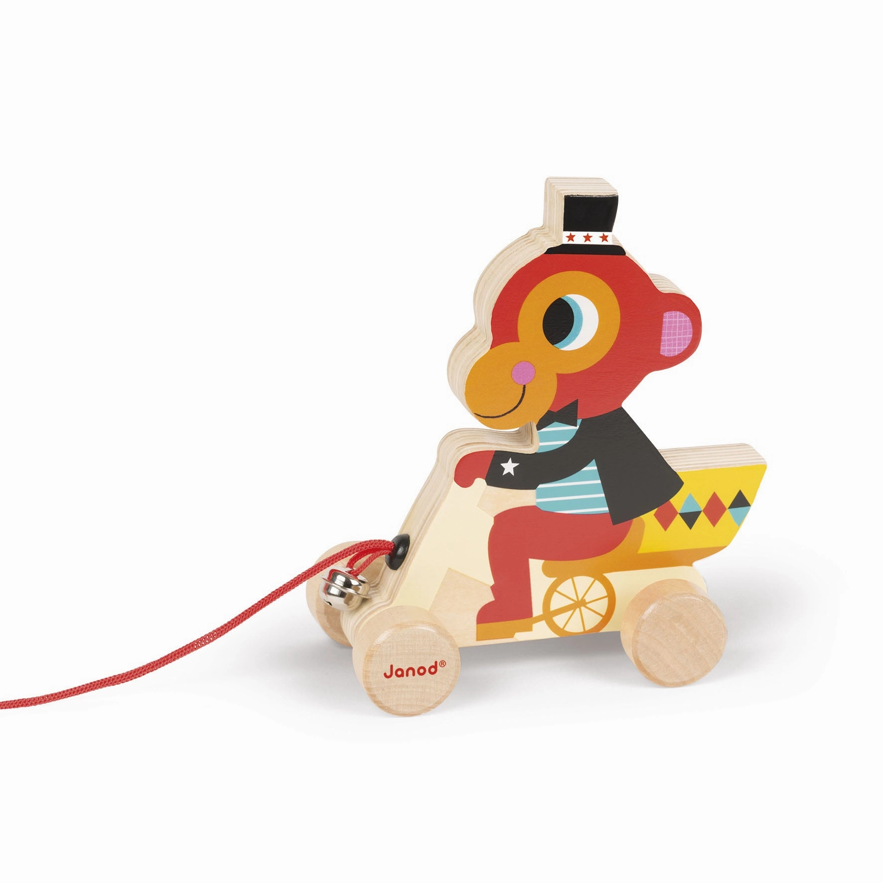 Janod Circus Pull Along Toy Monkey
