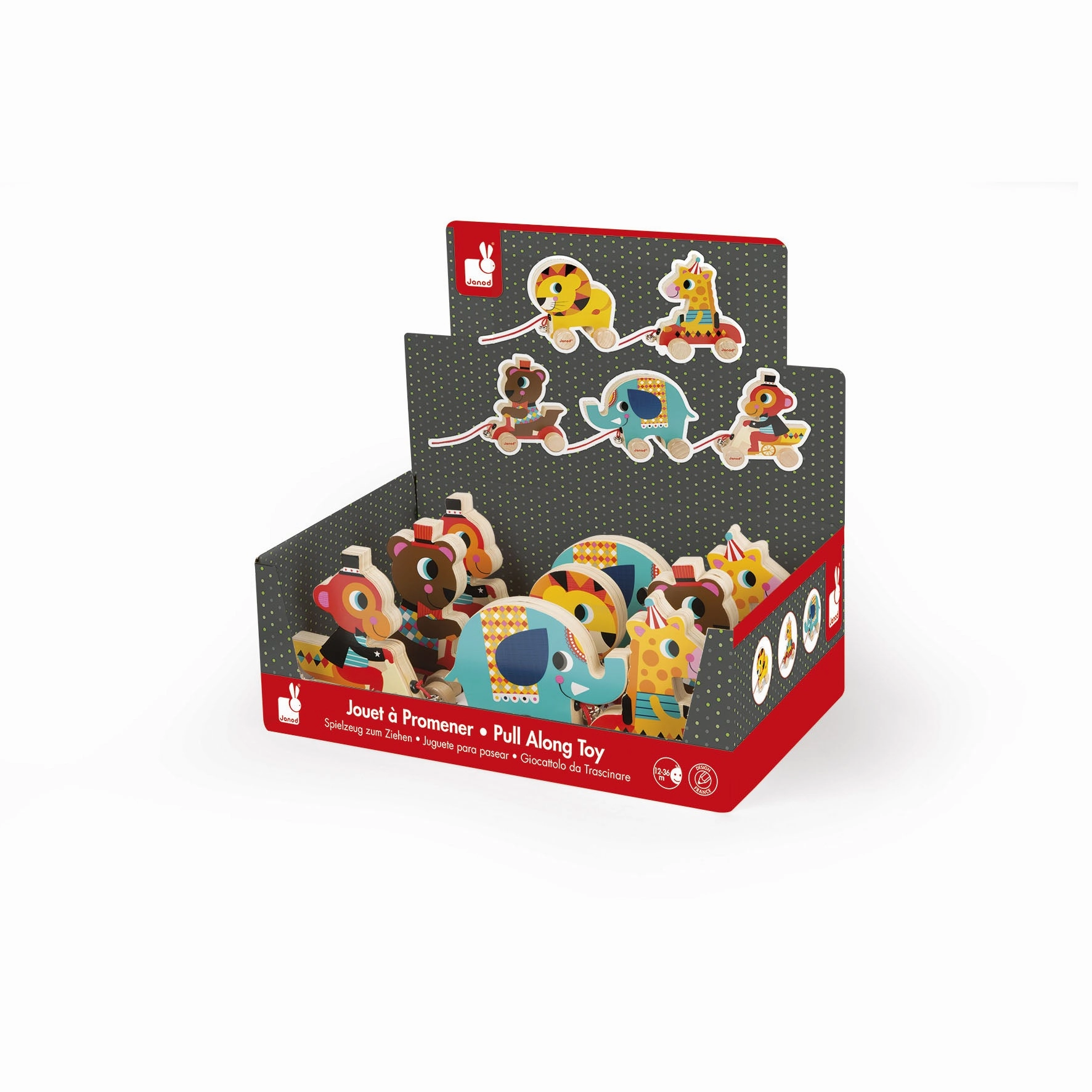 Janod Circus Pull Along Toy Monkey