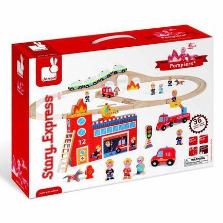 Janod Story Box Express Firefighters Train Set