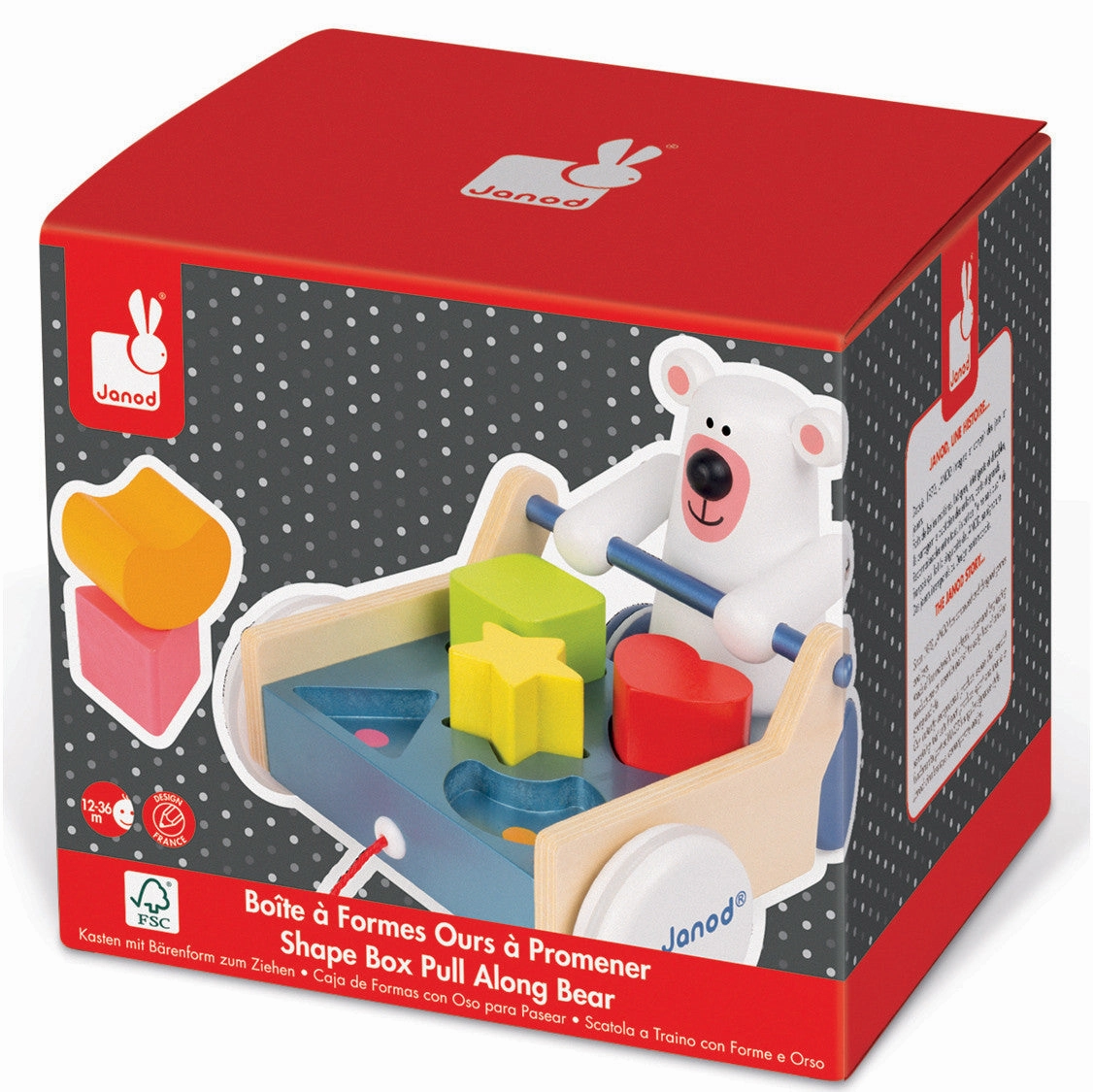Janod Zigolos Shape Box Pull Along Bear