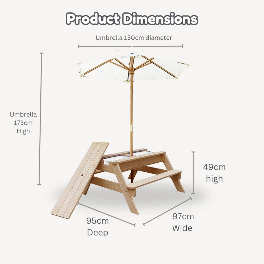 Kids Sand Water / Picnic Table with Umbrella