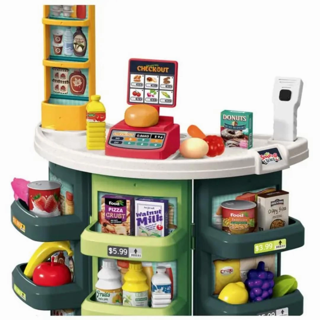 Kids Supermarket Grocery Store Trade Stall Pretend Play Set Toy Scanner