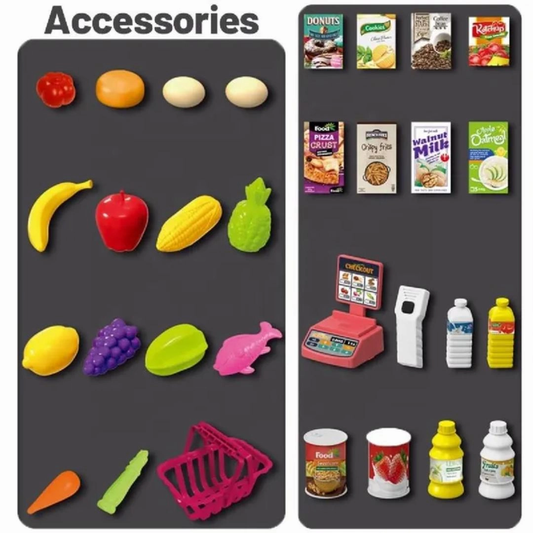 Kids Supermarket Grocery Store Trade Stall Pretend Play Set Toy Scanner