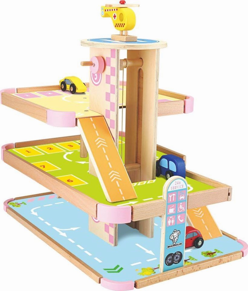 kids wooden parking lot toys