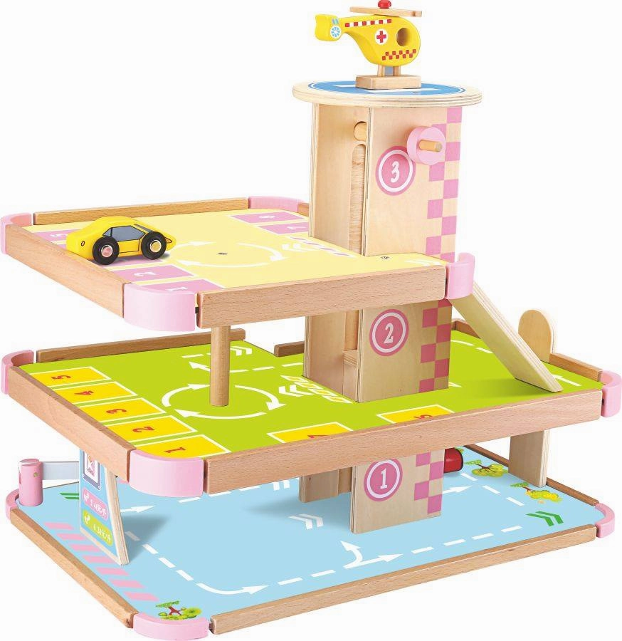 kids wooden parking lot toys