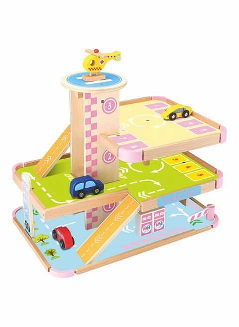 kids wooden parking lot toys