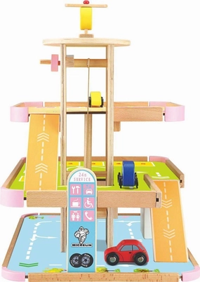kids wooden parking lot toys