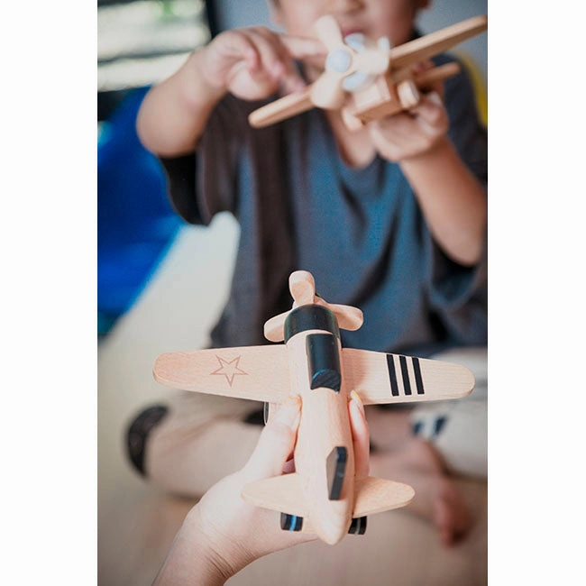 kiko  & gg* Hikoki Wooden Wind Up Propeller Plane Black