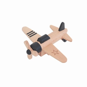 kiko  & gg* Hikoki Wooden Wind Up Propeller Plane Black